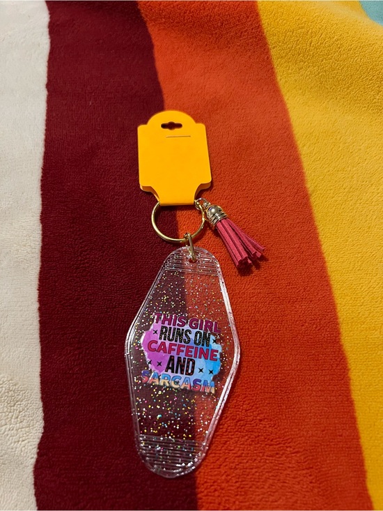 Hand Crafted Accessories - This Girl Runs On Caffeine & Sarcasm Keychain ✨